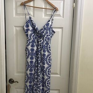 Blue and White Patterned Women's jumpsuit